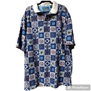 VTG 90s North River 1XLT Golf Polo All Over Print Like New Classic Dad Shirt